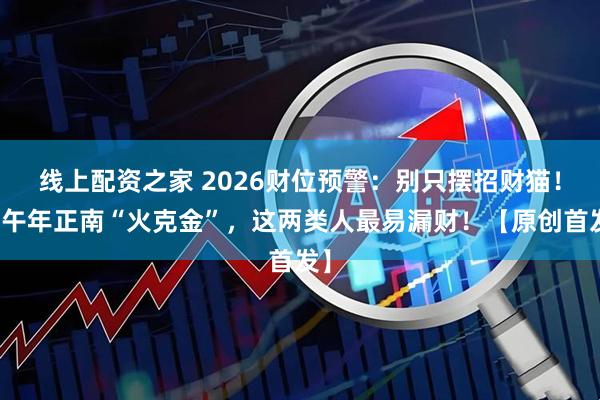 线上配资之家 2026财位预警：别只摆招财猫！丙午年正南“火克金”，这两类人最易漏财！【原创首发】