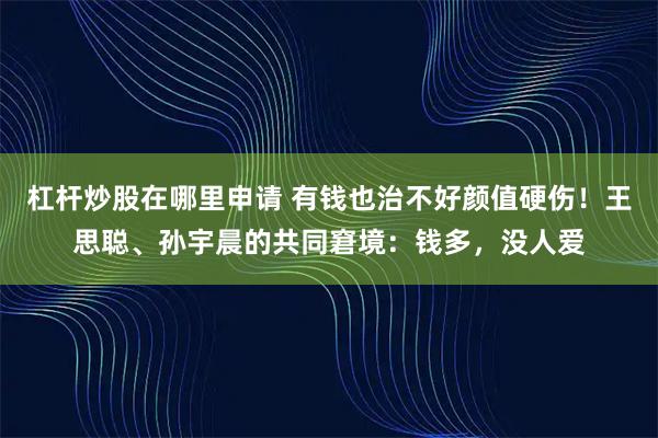 杠杆炒股在哪里申请 有钱也治不好颜值硬伤！王思聪、孙宇晨的共同窘境：钱多，没人爱